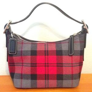 Coach K1J-8326 Red/Black Plaid Wool Bag